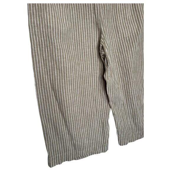 Beach Lunch Lounge Pants Womens XL Linen Margot Pull On Striped Cropped Brown - Picture 8 of 12